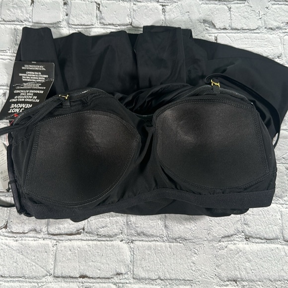 Swimsuits For All Women's Black Ruched Skirted Bandeau Swimdress size 10 NEW - Picture 5 of 16